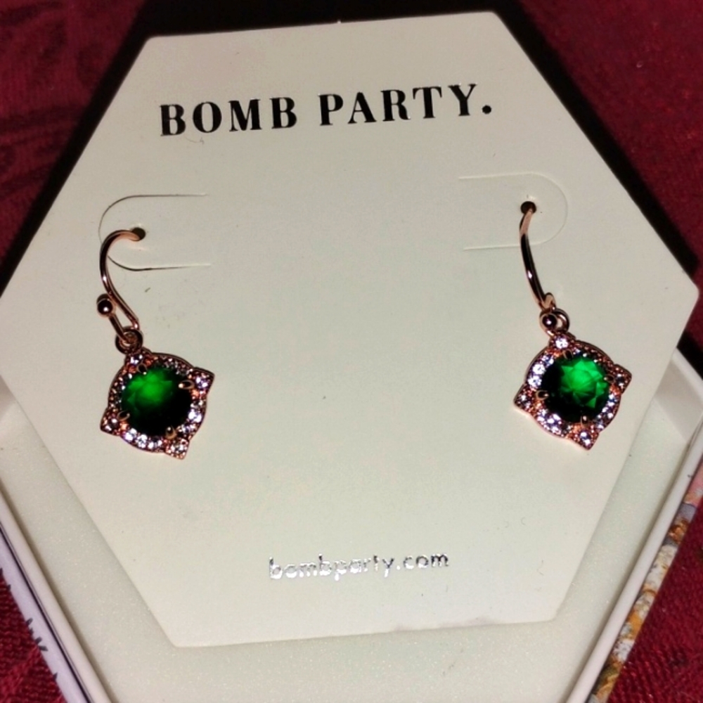 Lab Created Dark Emerald Earrings
